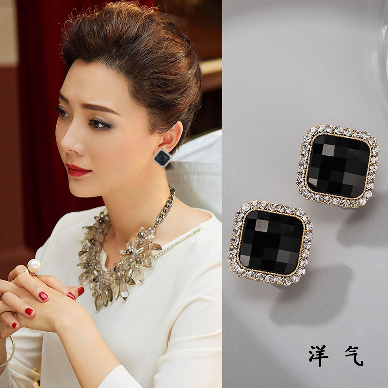 洋气耳环纯银防过敏韩版水晶女