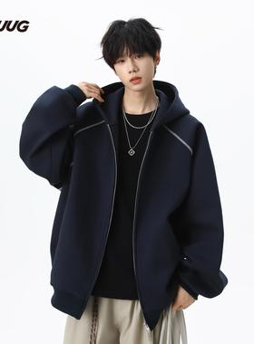 VUUG美式高街连帽卫衣外套男女款春秋冬季潮牌重磅开衫运动上衣