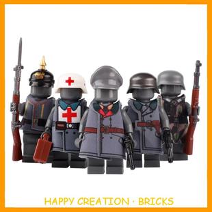 MOC兼容人仔一战二战德军人仔穿戴配件军大衣小颗粒拼插积木玩具