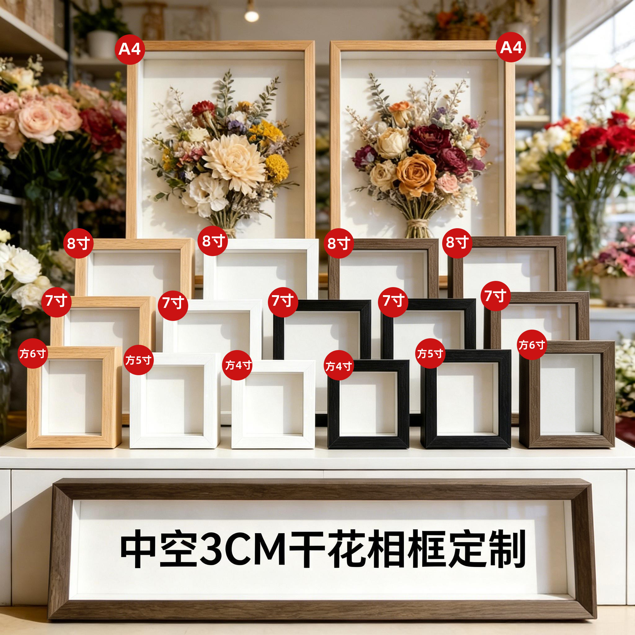 中空3cm相框标本摆台挂墙定制