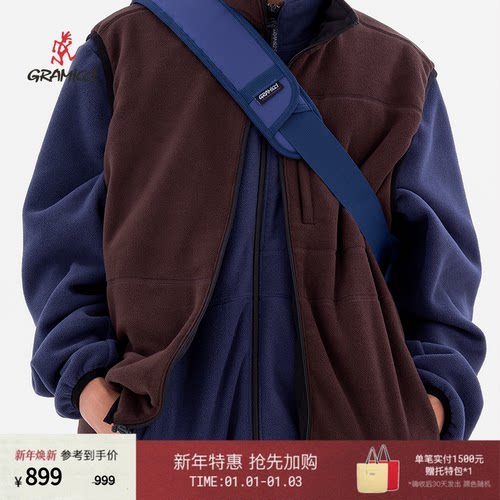 GRAMICCI小野人冬季男女情侣款抓绒两面穿马甲上衣外套G5FU-J005