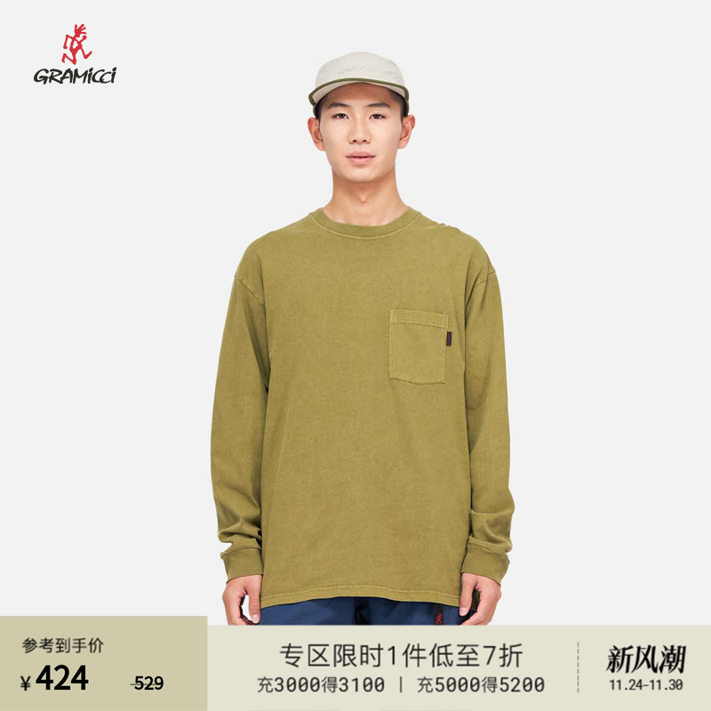 【25春】GRAMICCI小野人新品洗水褪色效果情侣款长袖T恤T093-PG