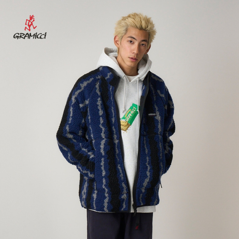 GRAMICCI小野人加厚仿羊羔绒简约立领针织休闲外套上衣G5FU-J043