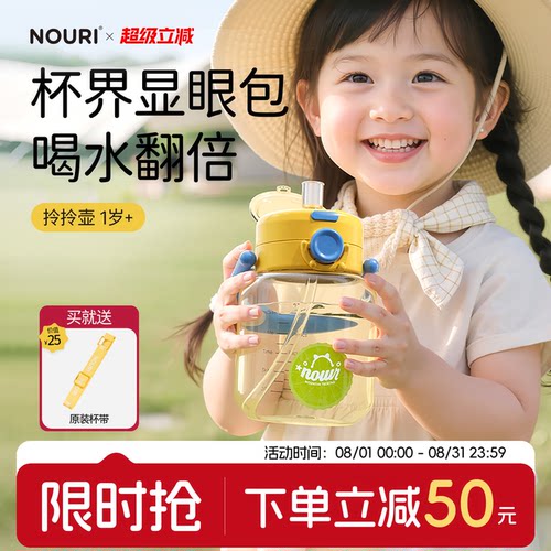 NOURI儿童水杯宝宝直饮杯吸管杯2岁幼儿园上学喝水壶PPSU夏季外出