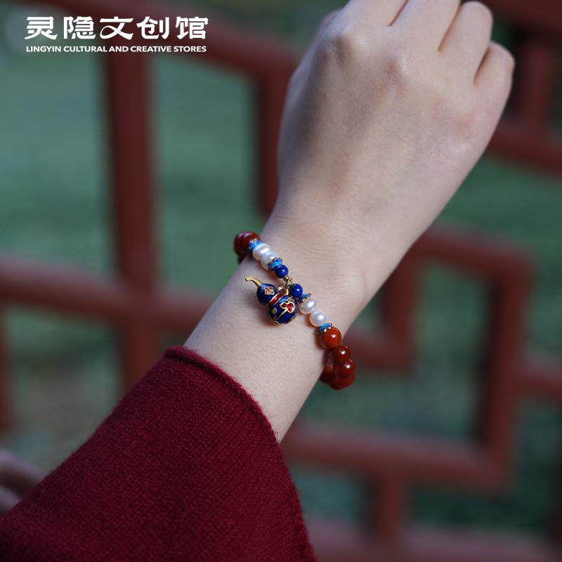 灵隐「福禄双收」红玛瑙珍珠手串景泰蓝高级感送闺蜜手链生日礼物