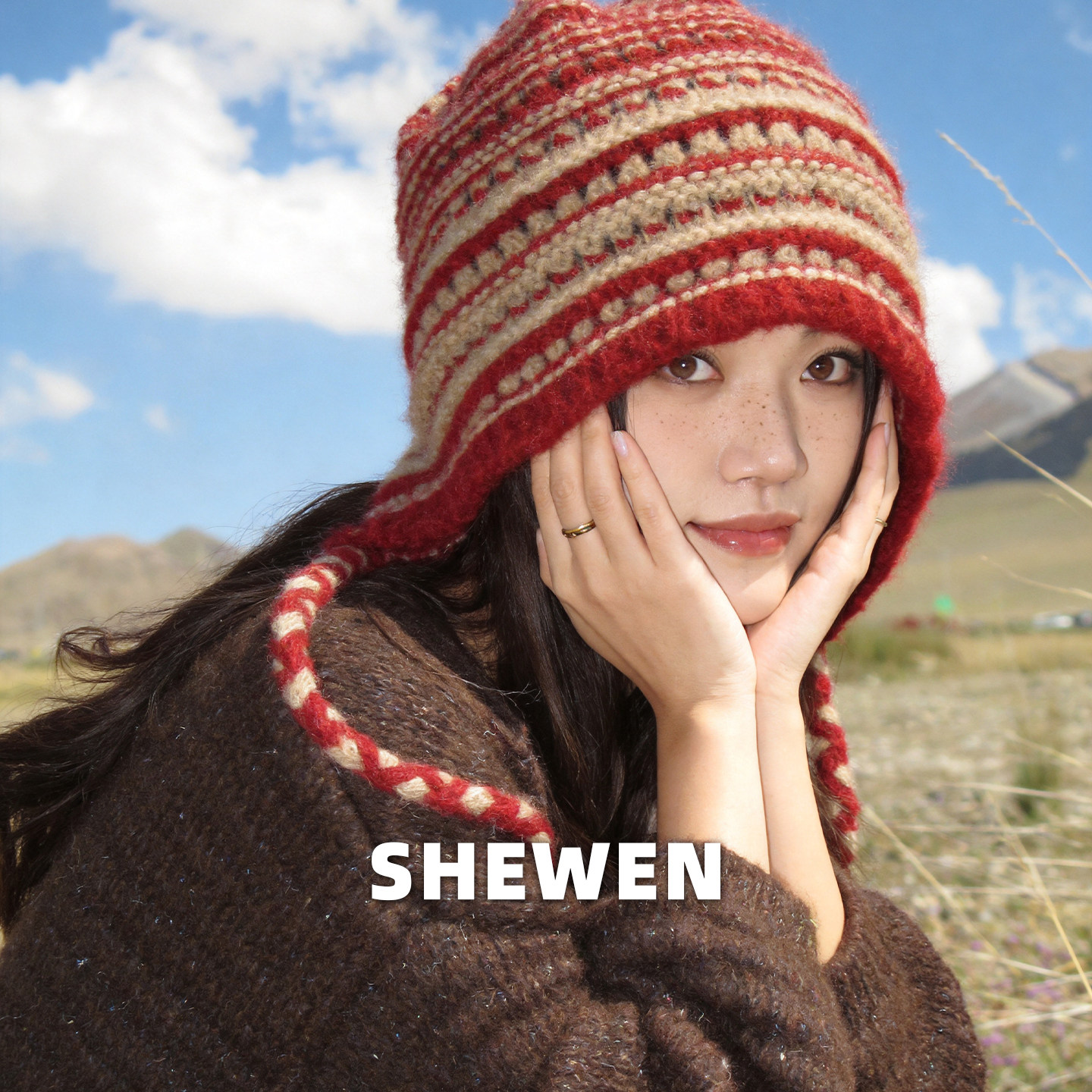 川西秋冬护耳针织帽女大头围图片