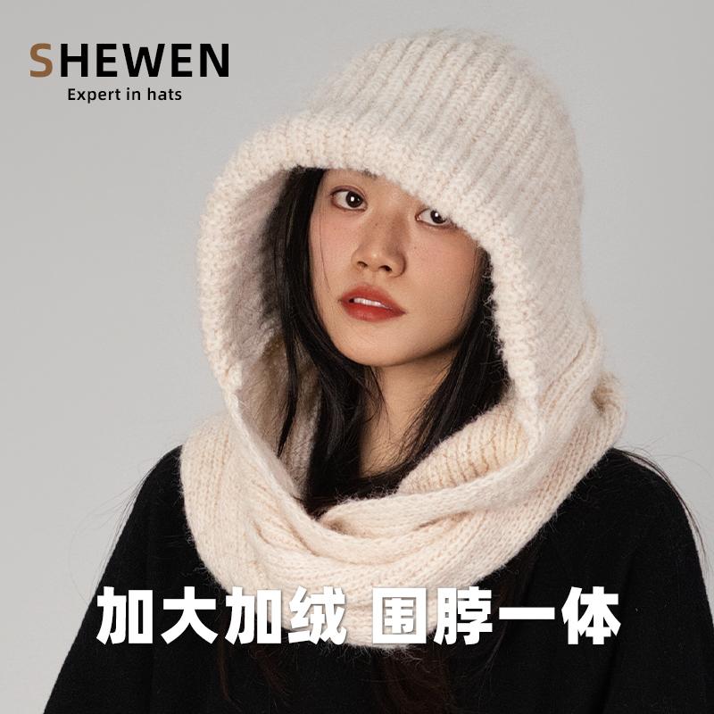 加大加绒帽子围脖一体