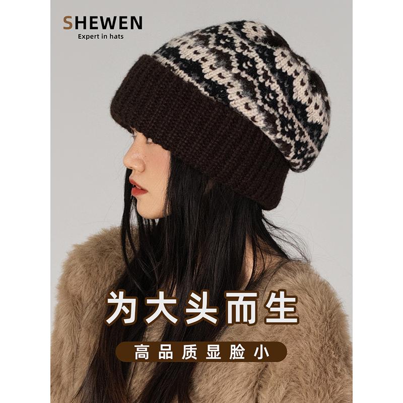 毛线帽佘温大头围费尔岛风秋冬