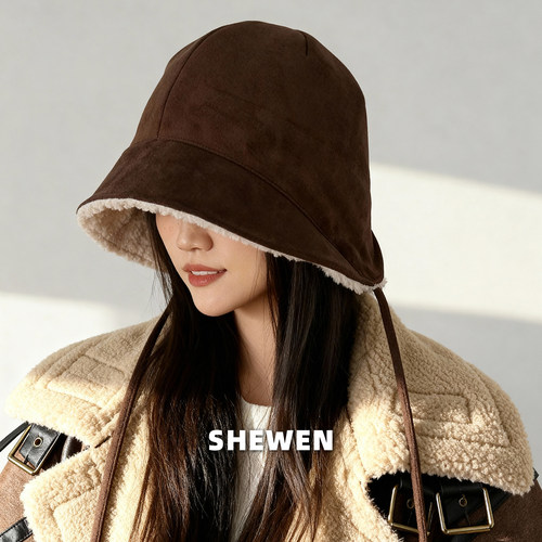 大头围复古麂皮绒冬季加厚保暖