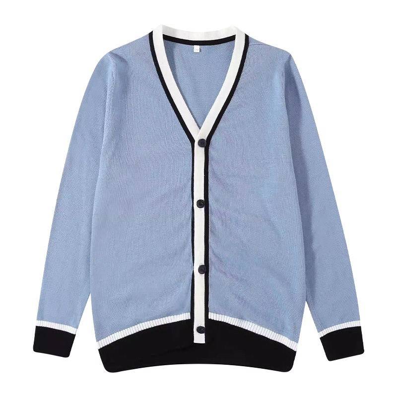 中小学生校服浅蓝开衫毛衣儿童班服英伦风秋冬季幼儿园服纯棉学院