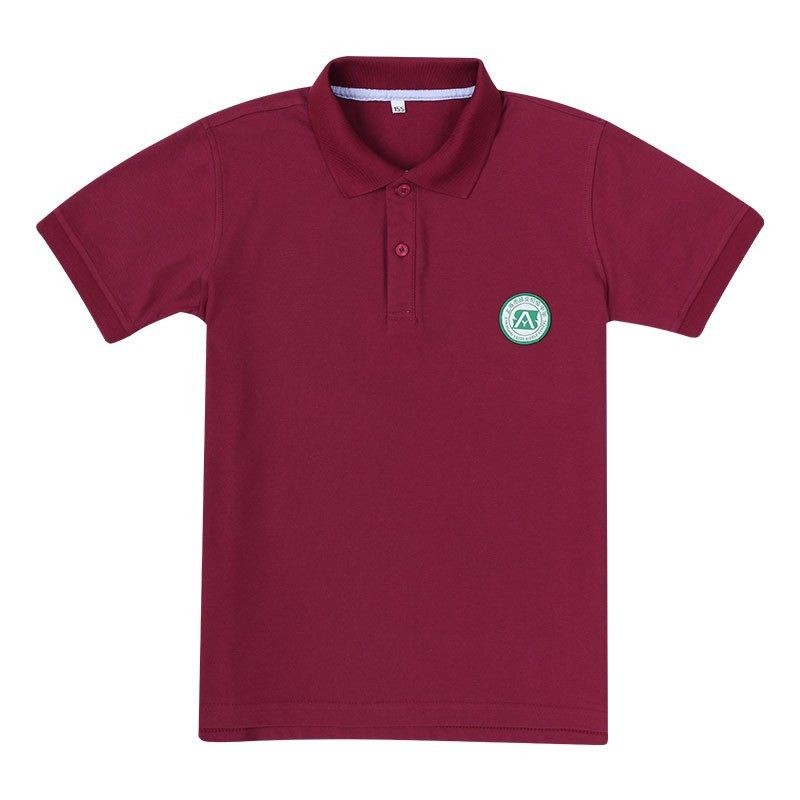 上海市延安中学校服枣红色短袖中小学生POLO衫校服学院英伦园服棉