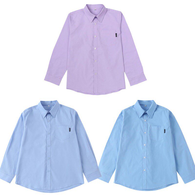 小学生英伦校服儿童衬衫班服男童长袖T恤打底蓝色紫色衬衫园服棉T