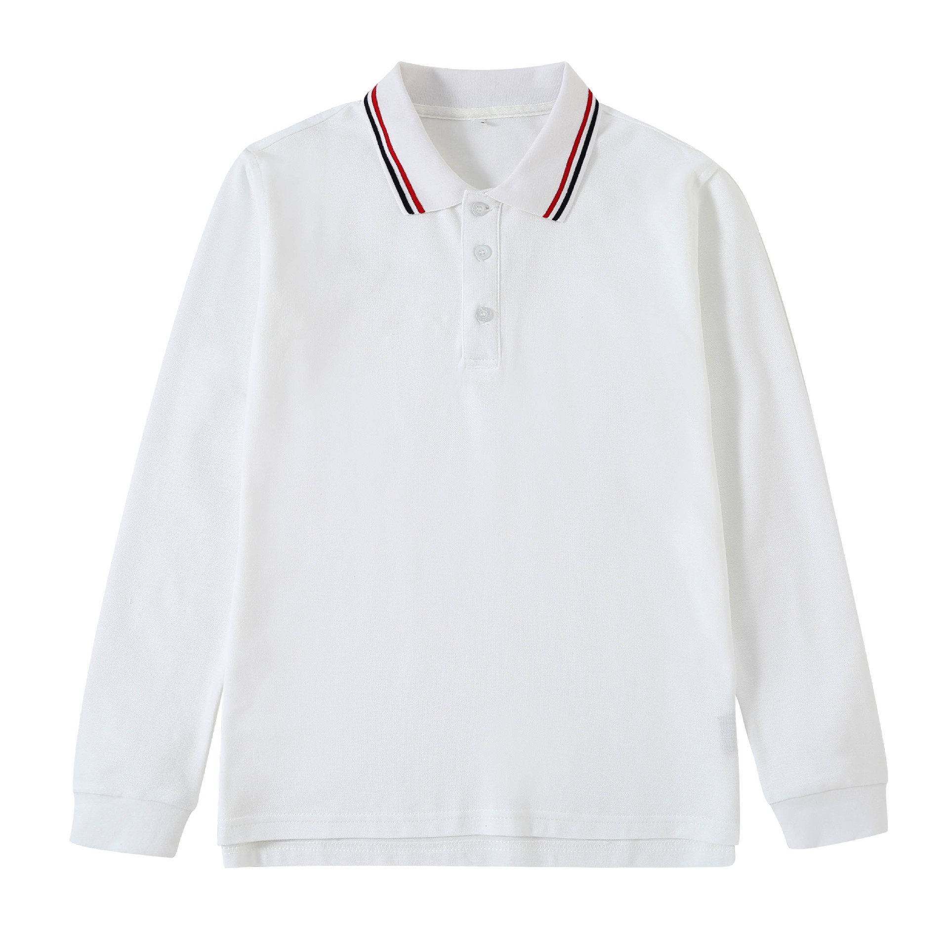 小学生英伦校服白色长袖春秋款纯色T恤透气英伦风运动服纯棉学院T