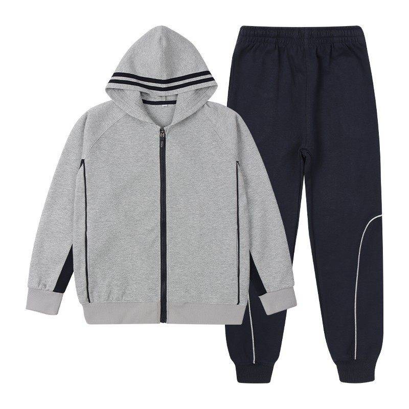小学生校服棒球服套装纯棉浅灰藏青裤子春秋款运动外套学院英伦风