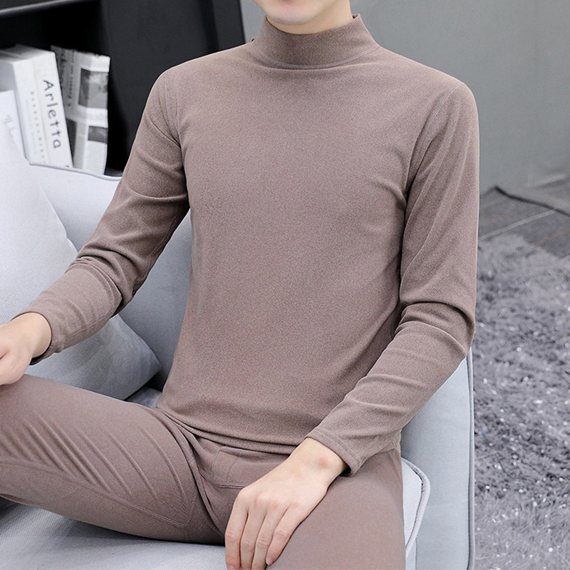 三枪德绒保暖内衣男半高领防寒秋衣秋裤套装秋冬季发热修身打底衫