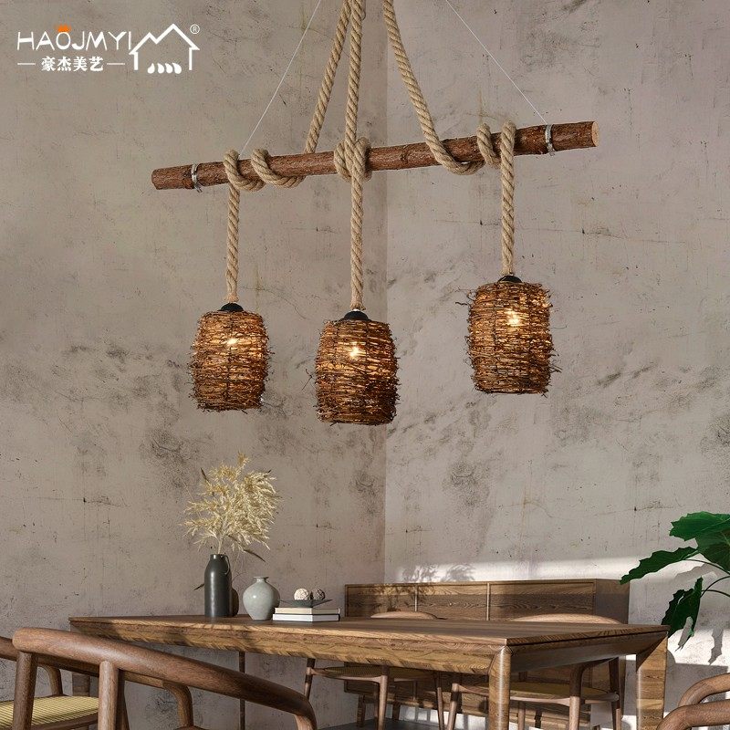 美式复古藤编网红餐厅火锅店卡座吧台灯长形民宿禅意茶室麻绳吊灯,家装灯饰光源,酒店/宴会厅/餐饮吊灯,淘宝优惠券,粉丝福利购,淘宝优惠卷