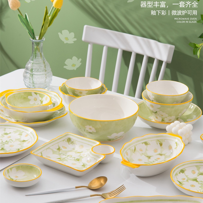 家用碗碟套装陶瓷可爱