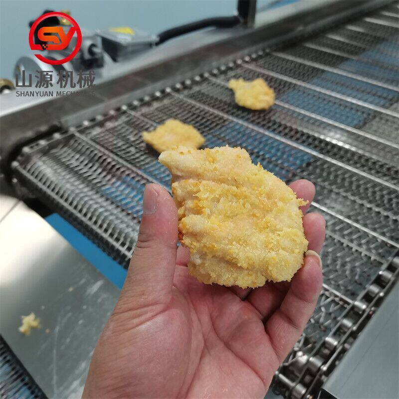 盐酥鸡块裹粉设备 鸡米花上粉机 食品厂蛙米花上粉油炸生产线