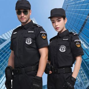 物业保安服夏季 保安工作服夏款 男黑色作训执勤服长袖 短袖 制服 套装