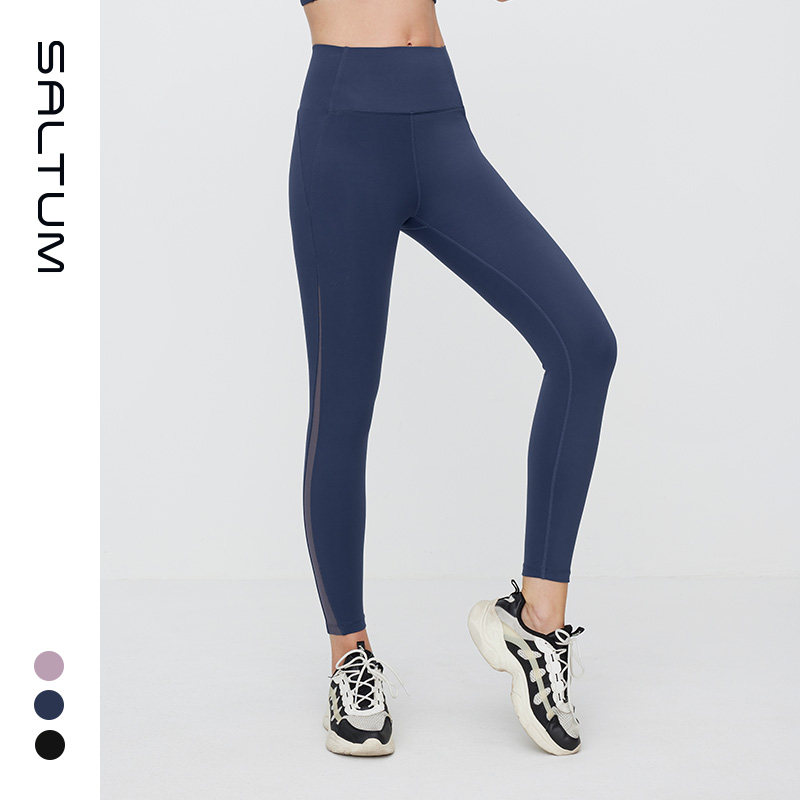 网纱拼接瑜伽裤外穿高强度紧身高腰提臀专业健身跑步运动休闲长裤