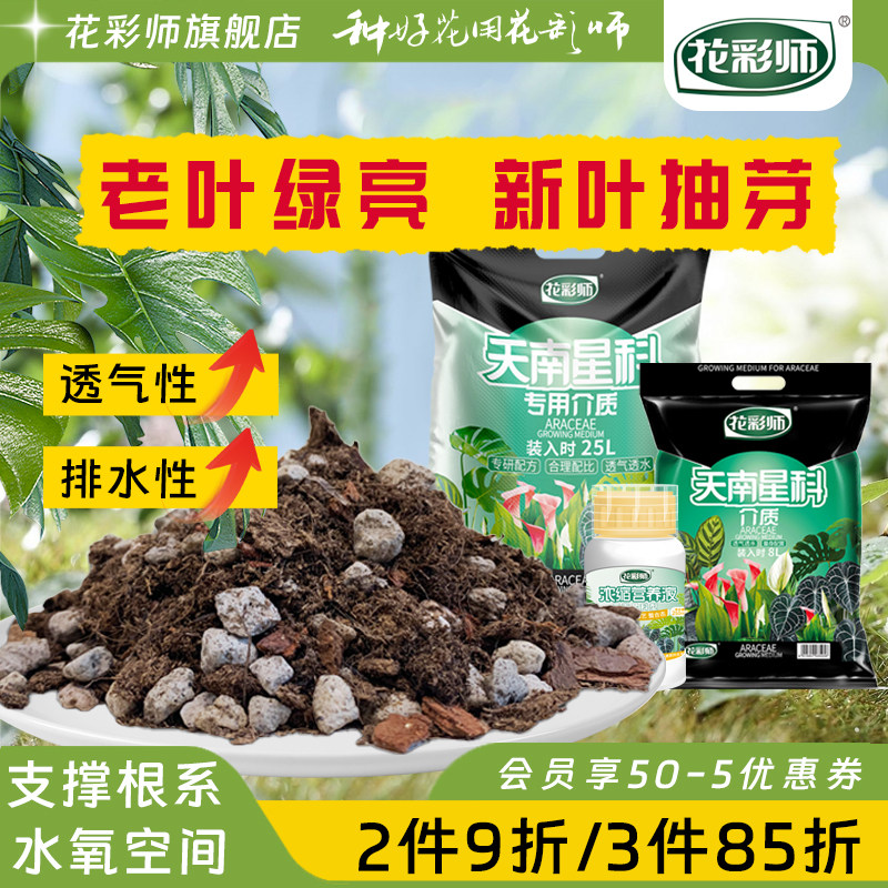 花彩师天南星科专用土龟背竹热带观叶植物种植土彩叶芋营养液肥料