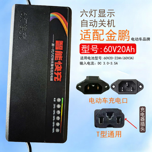 高端六灯适用于金鹏电动车两三轮车充电器48V60V20AH72V20AH32AH