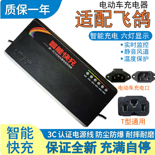 高端六灯适用飞鸽电动车电瓶充电器48V60V20AH72V20AH32Ah40A
