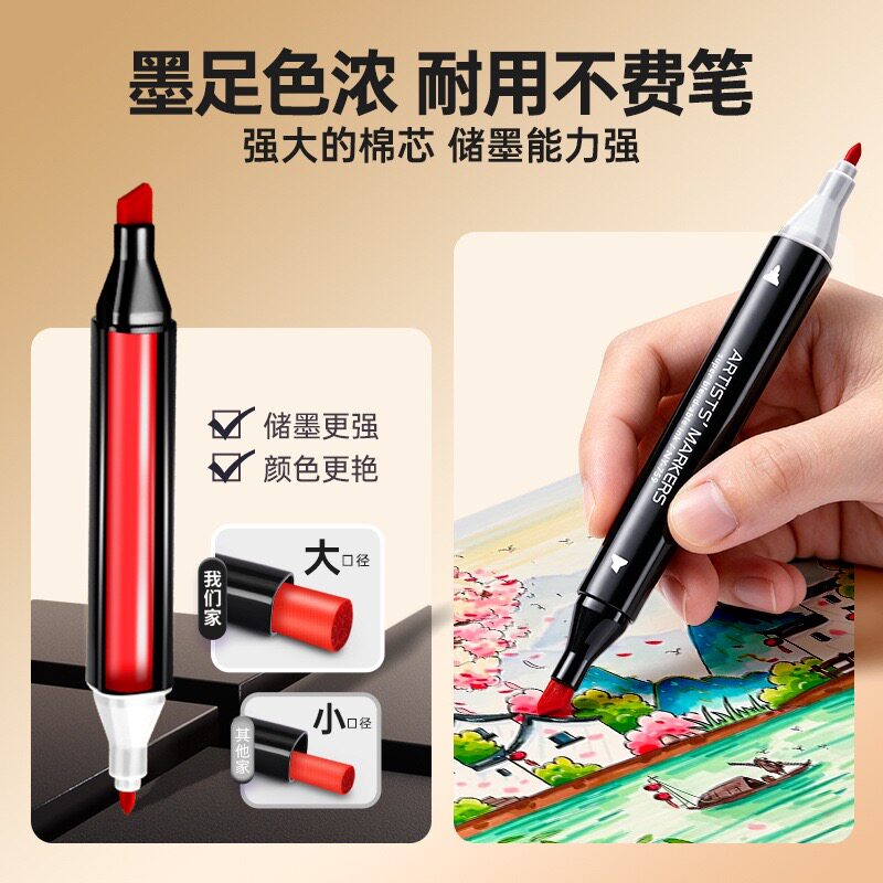 马克笔双头水彩笔美术专用笔学生用画笔套装儿童水性水彩马克笔