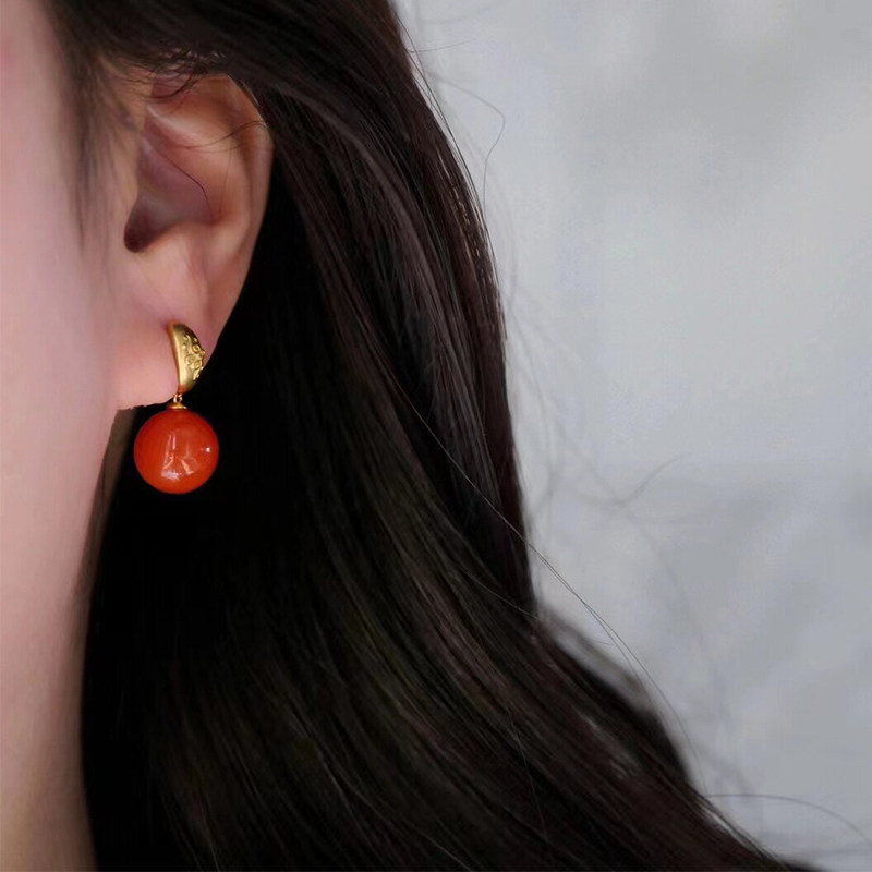 新春事事如意天然南红耳圈满色满肉柿子红圆珠耳环耳坠925银镀18k,饰品/流行首饰/时尚饰品新,耳饰,淘宝优惠券,粉丝福利购,淘宝优惠卷