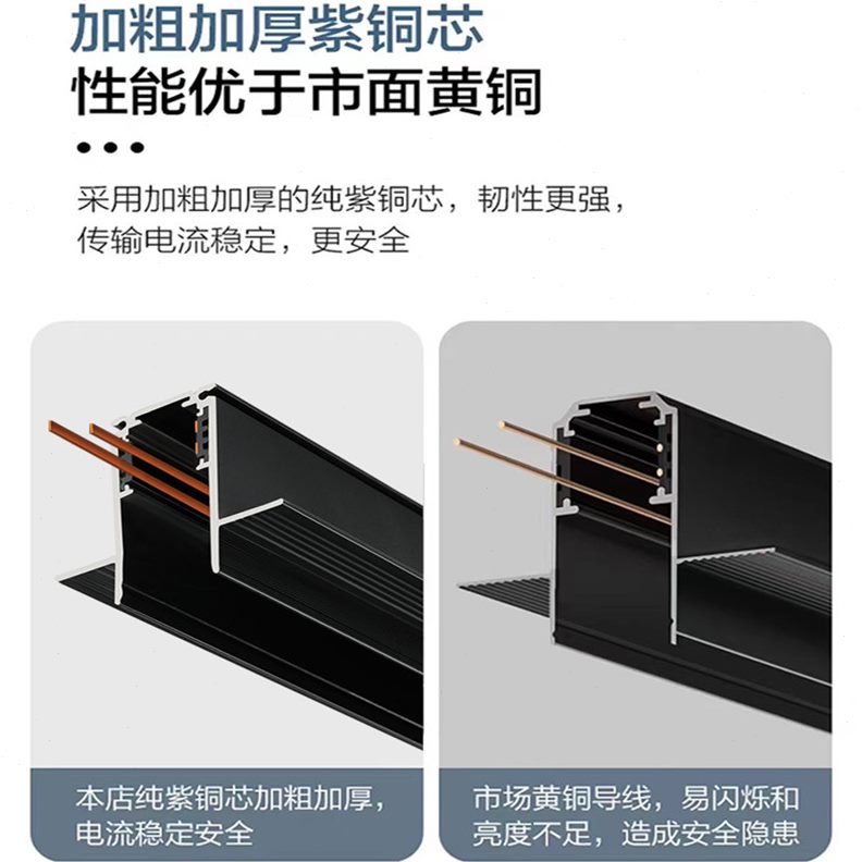 灯形嵌入式无磁吸轨道灯灯线主卧室明装照明泛过道家用客厅商业光