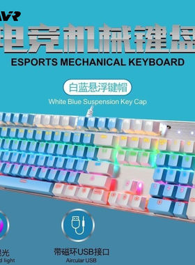 青轴真机械键盘104键USB有线朋克风格电竞办公电脑游戏专用混光