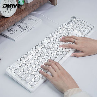 复古风高颜值有线机械键盘女生办公电脑茶红轴锐蚁H104单色背光兼