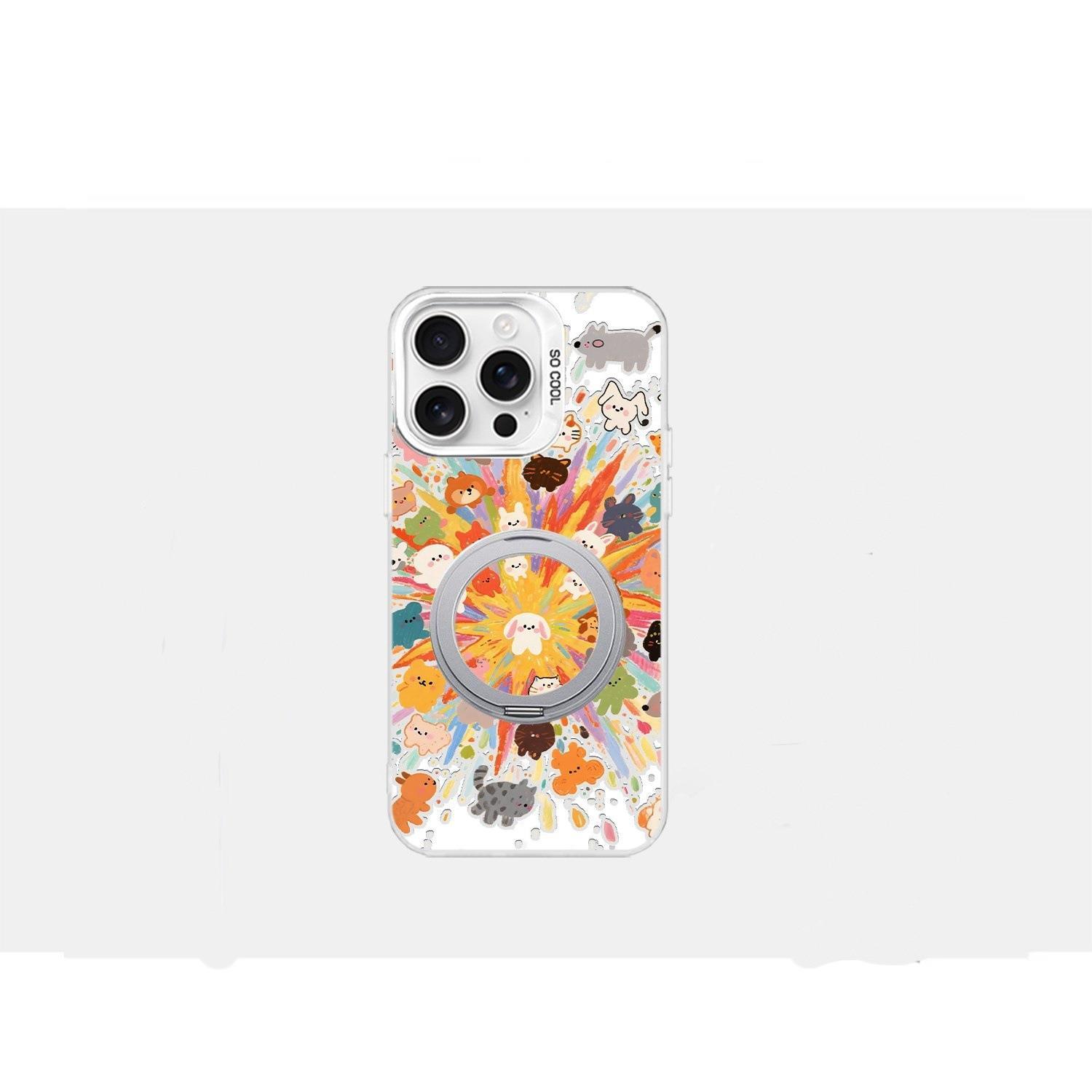 烟花动物适用iPhone16/15 pro元气1411手机壳12苹果13保护套8保护套外壳防摔卡通男女新款全包小众