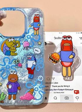 比奇堡小丑适用苹果16promax手机壳iphone15卡通苹果14promx新款保护套外壳防摔卡通男女全包网红新款