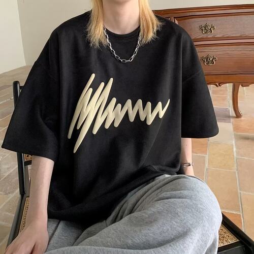 夏季美式oversize酒红色重磅纯棉短袖t恤男款潮牌高街半袖上衣服