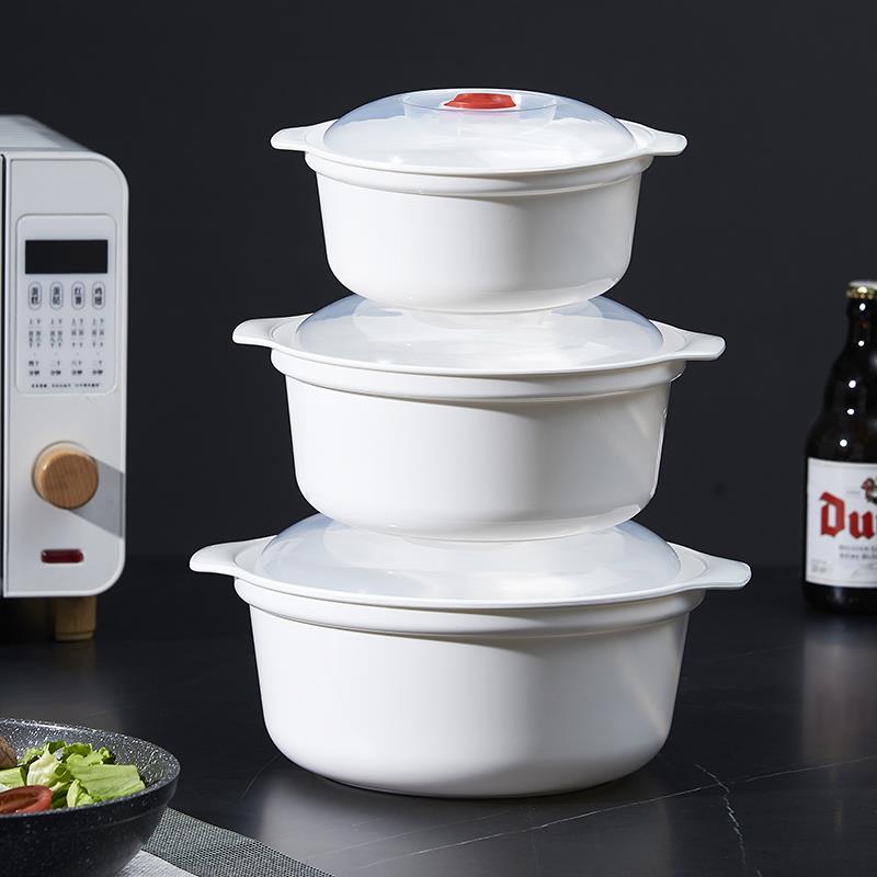 微波炉加热专用饭盒器皿耐高温家用塑料带盖微波炉碗热饭容器蒸盒