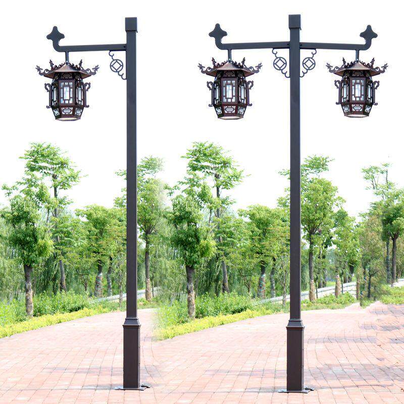 中式仿古庭院灯3米4米 防水公园小区灯笼双头景观灯led太阳能路灯
