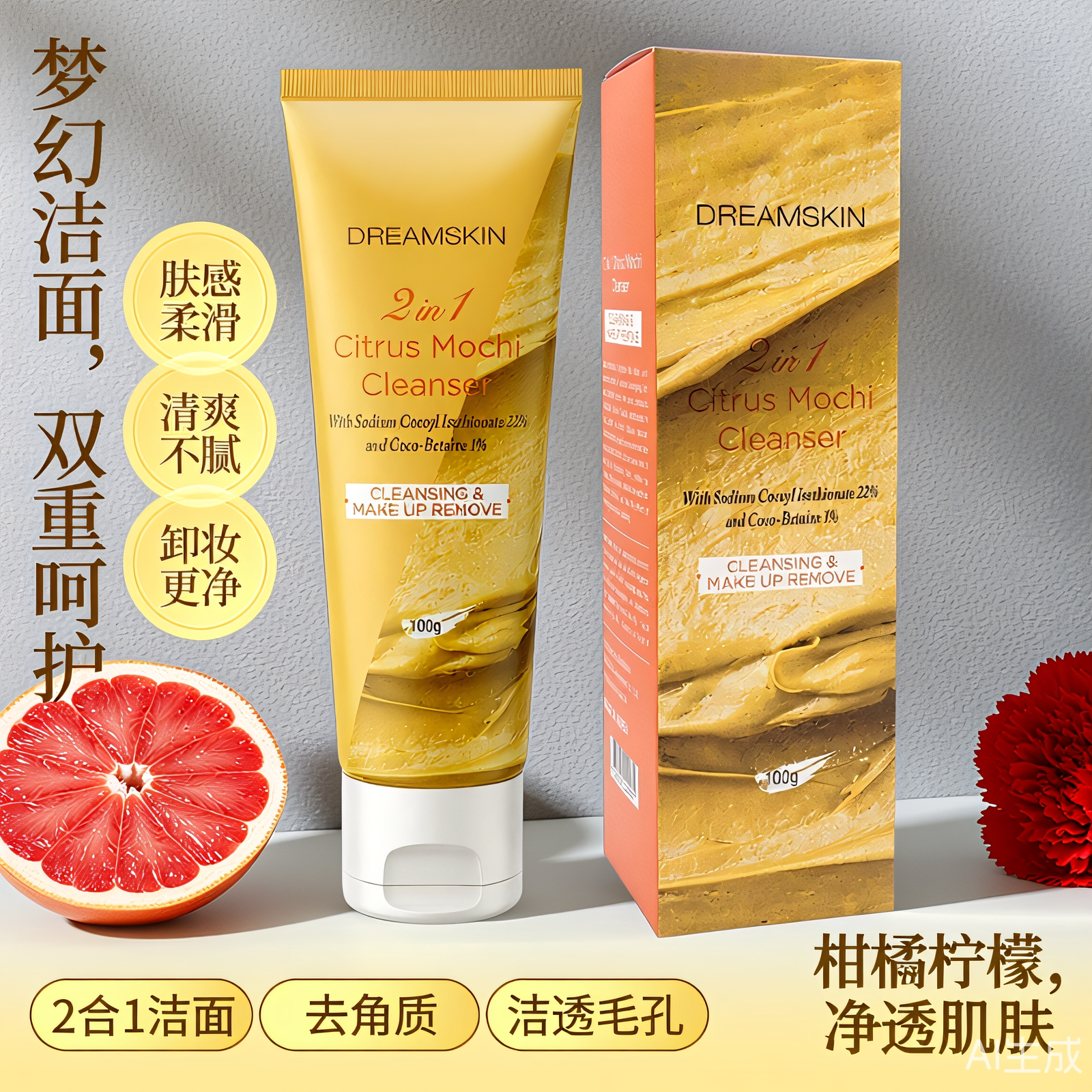 梦诗肌柑橘保湿卸妆2合1洁面乳