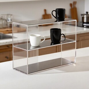 透明亚克力多层不锈钢桌面置物架厨房收纳盒水杯整理架高级感轻奢