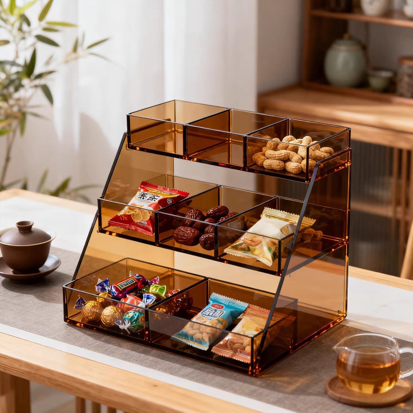 亚克力多宝格茶室收纳展示架分格零食博古架桌面置物架多层透明,住宅家具,多宝格/博古架,淘宝优惠券,粉丝福利购,淘宝优惠卷