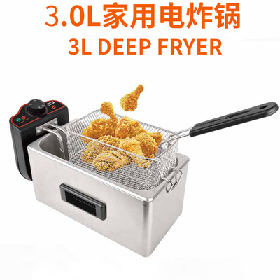 跨境110v油炸锅家用3l电炸锅油炸机多功能炸锅deep fryer煎锅