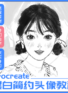 procreate教程零基础学插画丸子头简约头像视频自学帮iPad绘画