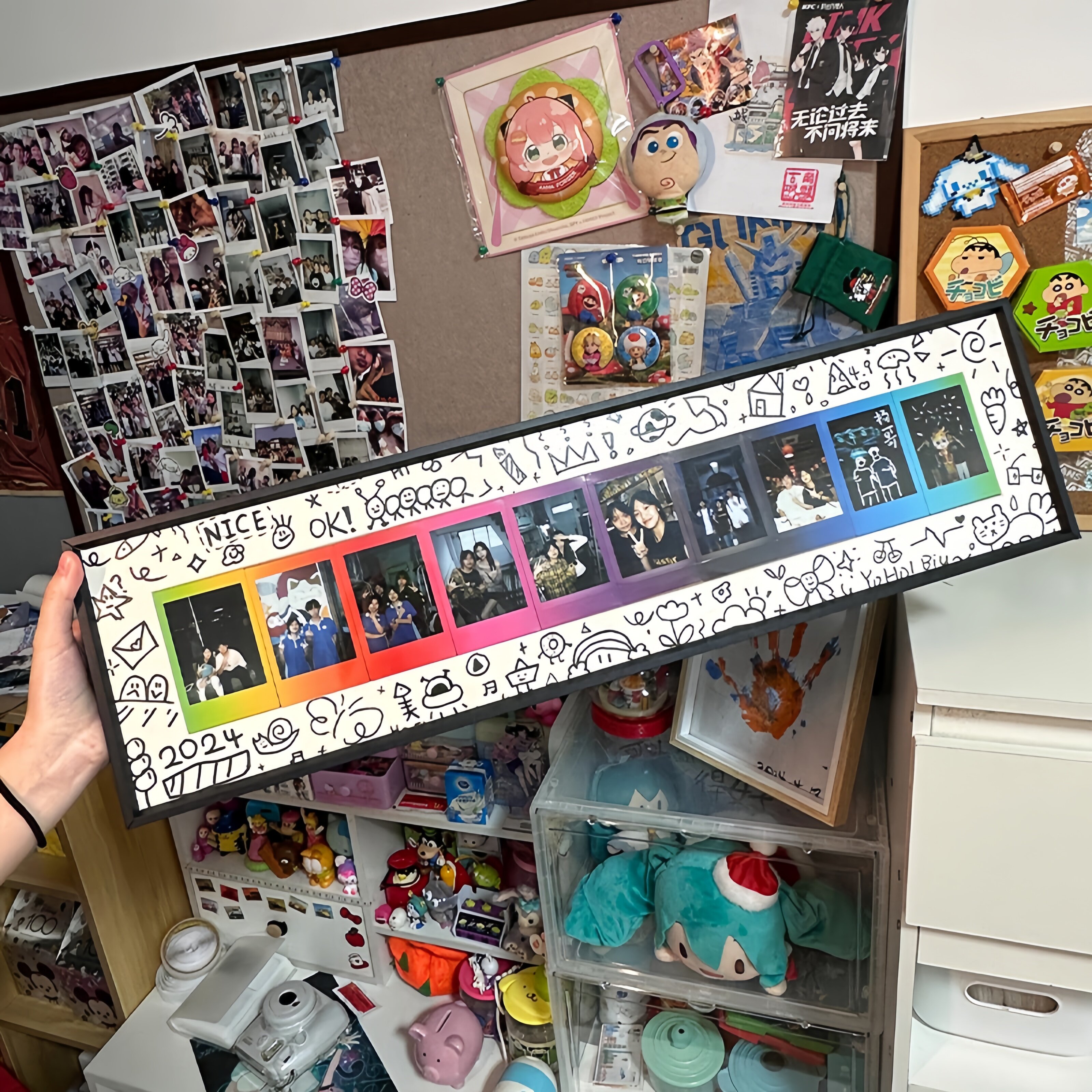 彩虹拍立得相框三寸照片长条手工diy画框摆台自制涂鸦纪念礼物
