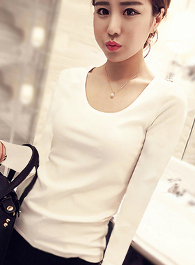 纯棉白色修身长袖t恤时尚上衣女潮2025初秋新款设计感显瘦打底衫