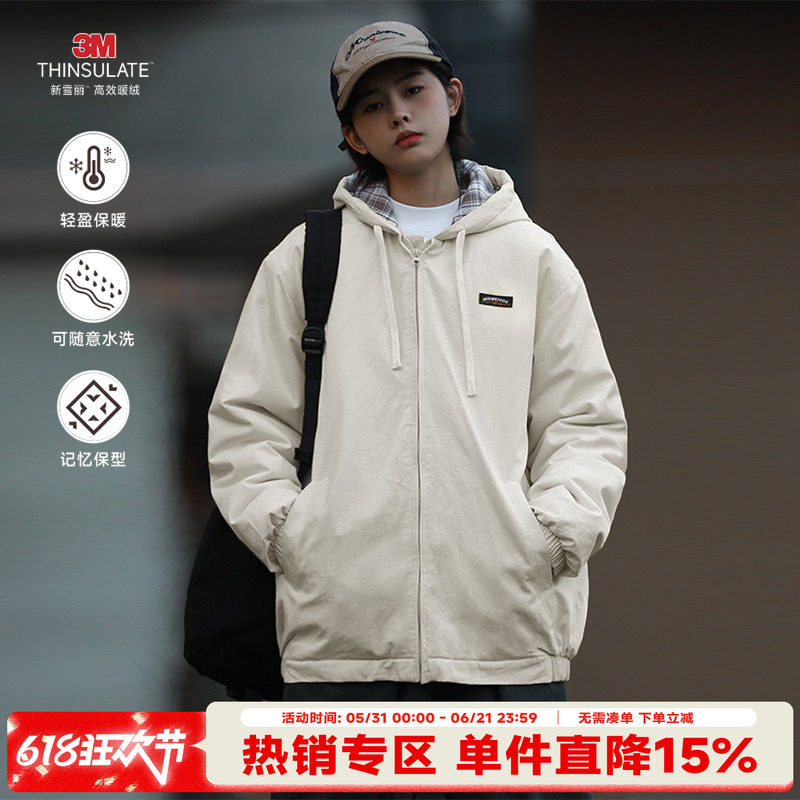 3M新雪丽棉HEEMKIZOO日系复古冬季男士工装棉衣户外情侣外套潮牌