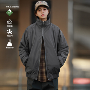 HEEMKIZOO日系复古冬季男士三防立领摇粒绒棉衣情侣棉服外套潮牌