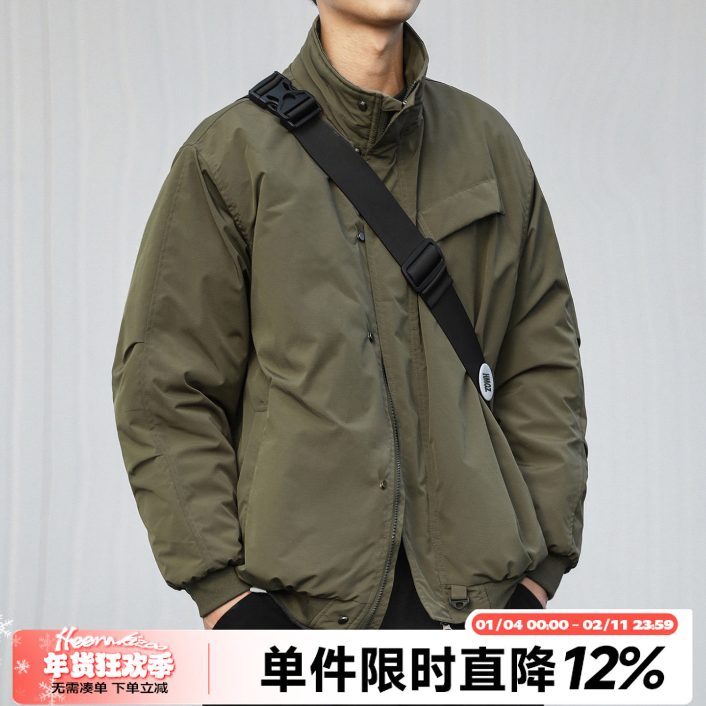 3M新雪丽棉HEEMKIZOO日系复古冬季男美式棉衣立领机能棉服外套潮