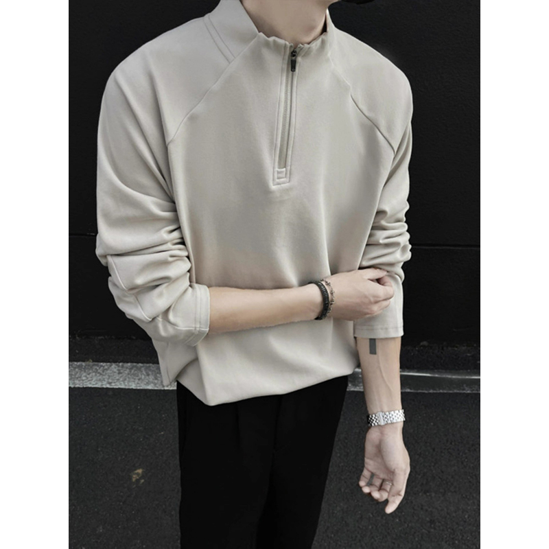 颖膝美式半拉链德绒打底衫男款