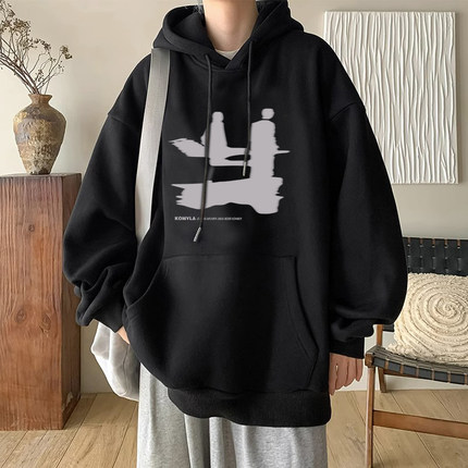 加绒加厚卫衣男款冬季美式街头潮牌情侣百搭休闲重磅连帽上衣外套
