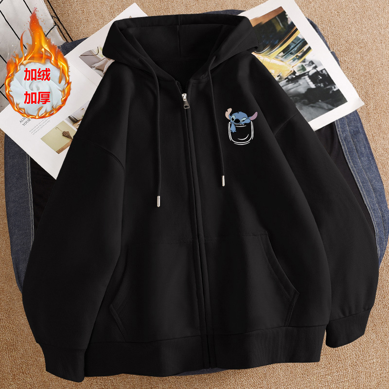 颖膝加绒加厚卫衣男士潮ins潮牌